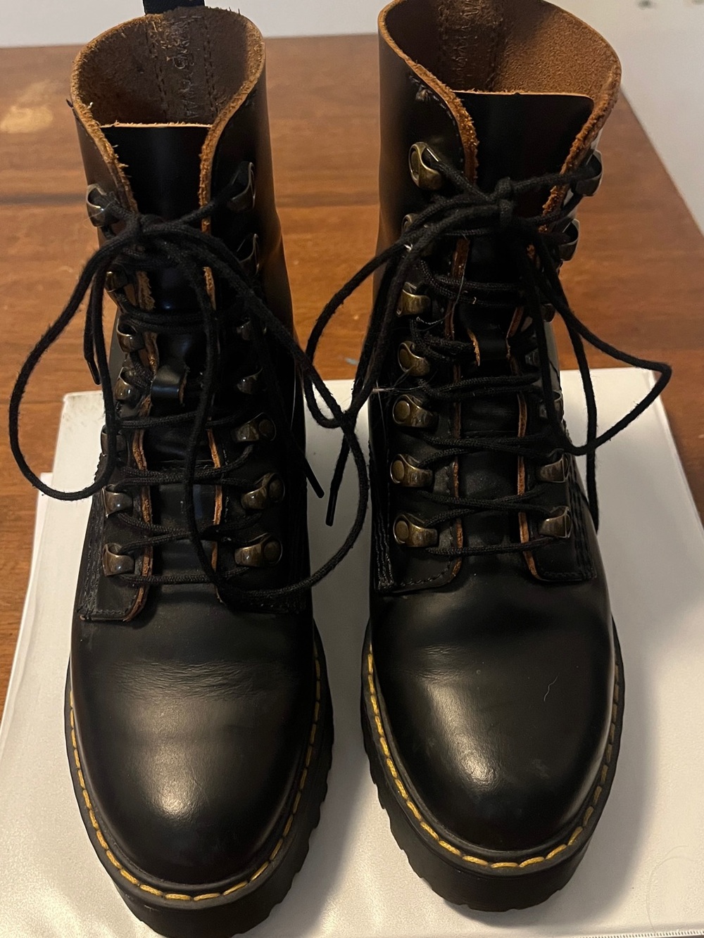 Black Leona Doc Marten heeled boots in womens’s size 6